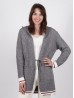 Canadiana Grey Cardigan with Red+White Details, Pockets and Hood